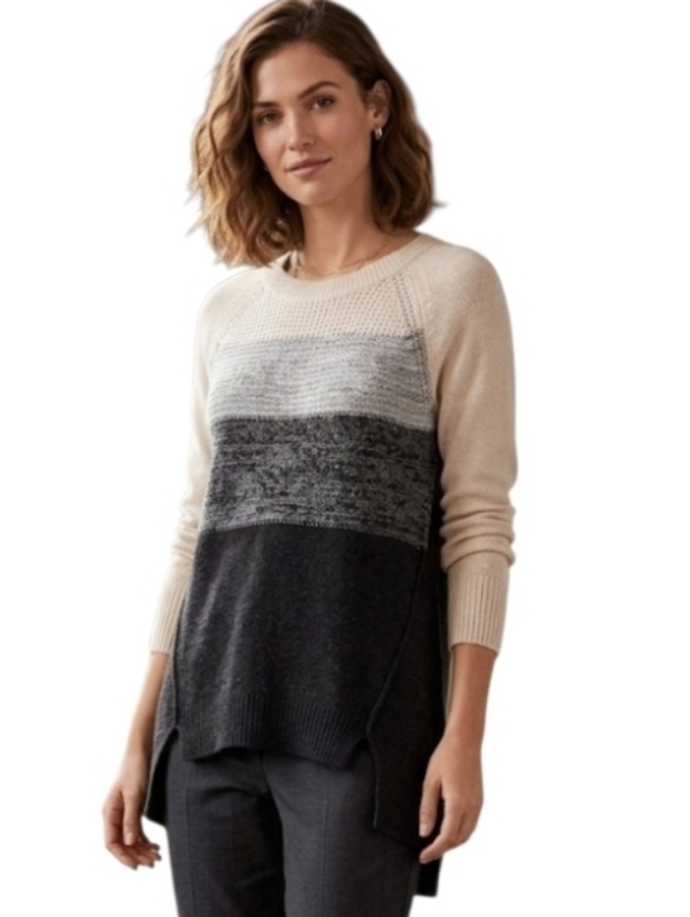 𝅺Rebecca Taylor Hi/Low Cashmere Blend Ombre Sweater